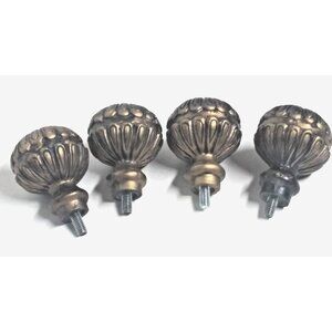 4 Finials End Caps for Curtain Rod Bed Posts Antique Bronze gold finish resin EC